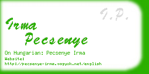 irma pecsenye business card